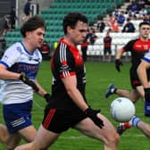 Fenagh St Caillins' Ryan O'Rourke charges through to score a first half point against St Mary's Kiltoghert in the Connacht Gold SFC Quarter Final Picture: Willie Donnellan