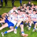 St Mary's Kiltoghert players celebrate winning the Westlink Coaches U17 FC Division 1 Final in 2025 in Cloone Picture: Willie Donnellan