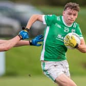Cormac Moran in action for Aughnasheelin in the Fresh Today Junior A FC Semi-Final Picture: Stefan Hoare