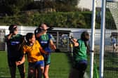 Leah Fox watches as her fisted effort crosses the line for Glencar Manorhamilton's second goal against St Joseph's in Saturday's Leitrim LGFA SFC Final in Heartland Credit Union Pairc Sean Mac Diarmada Picture: Willie Donnellan