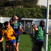 Leah Fox watches as her fisted effort crosses the line for Glencar Manorhamilton's second goal against St Joseph's in Saturday's Leitrim LGFA SFC Final in Heartland Credit Union Pairc Sean Mac Diarmada Picture: Willie Donnellan