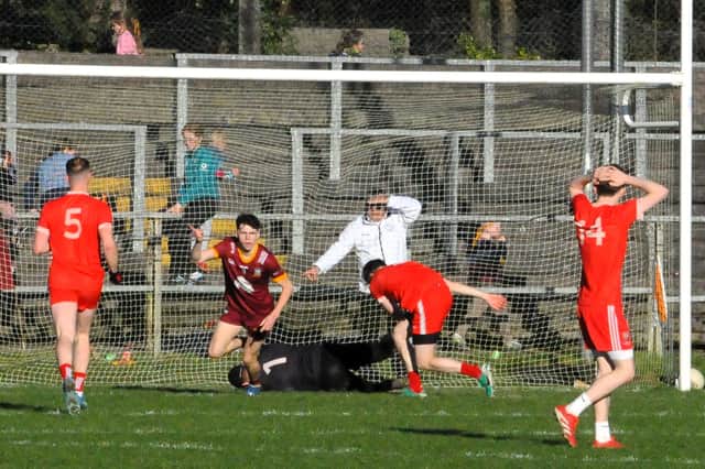 Darren Cox celebrates after scoring Annaduff' second goal against Dromahair Picture: Willie Donnellan