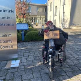 Local resident Paula Snedy at the protest in Carrick-on-Shannon on Monday