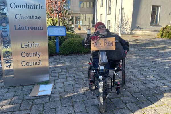 Local resident Paula Snedy at the protest in Carrick-on-Shannon on Monday