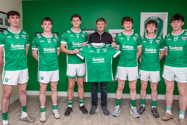 nasheelin GAA wish to thank Sammon Builders for sponsoring match jerseys for the club’s Senior team. (From left) Daragh Gunn, Cillian Cullen, Conor Cullen, Brendan Sammon, Cormac Sammon, Cian Sammon, Thomas Gunn Picture: Stefan Hoare