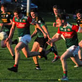 Action from the Fresh Today Junior A group game between Kiltubrid and Aughnasheelin which the home side won by three points - Sunday's Final is very much up for grabs! Picture: Willie Donnellan
