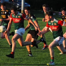 Action from the Fresh Today Junior A group game between Kiltubrid and Aughnasheelin which the home side won by three points - Sunday's Final is very much up for grabs! Picture: Willie Donnellan