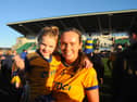 Player of the Match Anna Devaney celebrate with a young Glencar Manorhamilton fan Picture: Willie Donnellan
