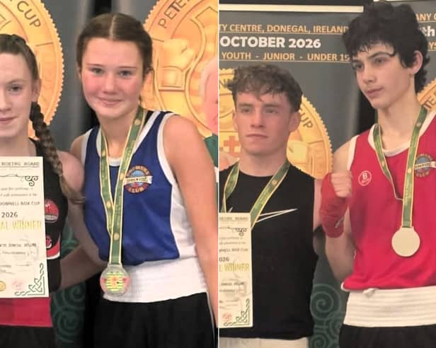 Drumsna Boxing Club’s Matylda Nowak (left) and Oliver Stenson who reached finals at the Peter O’Donnell Memorial Box Cup