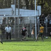 Paul Moran watches as the ball hits the Fenagh St Caillins net for Ballinamore Sean O'Heslins' third goal in Sunday's Connacht Gold Leitrim SFC Final replay Picture: Willie Donnellan