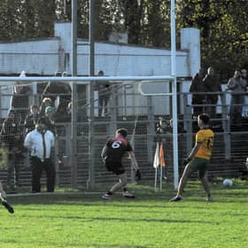 Paul Moran watches as the ball hits the Fenagh St Caillins net for Ballinamore Sean O'Heslins' third goal in Sunday's Connacht Gold Leitrim SFC Final replay Picture: Willie Donnellan