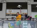 Brian Banks lifts the Fenagh Cup for Ballinamore after their Senior Final Replay win over Fenagh St Cailian’s on Sunday.