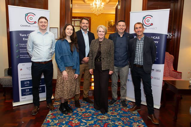 CampusConnect representatives are pictured with British Ambassador Kara Owen recently in Carrick-on-Shannon.
