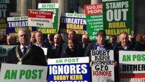 Local postmasters attend protest outside the GPO