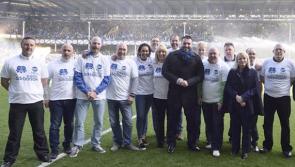 Everton fans cycle to stop off in Leitrim Village on Saturday morning