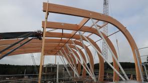 Center Parcs Longford Forest Subtropical Swimming Paradise takes shape as 53 metre long beams arrive