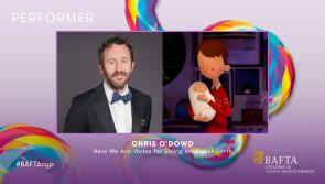 Chris O'Dowd takes a trophy at BAFTA Children's and Young People Awards
