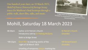 Mohill Historical Society to trace Dr Muldoon’s final footsteps tonight