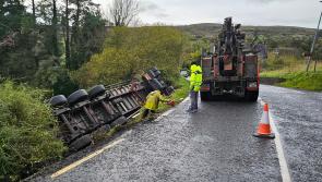 Truck flips upside down into Arigna ditch, driver unharmed