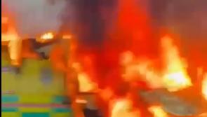 WATCH: Ambulance bursts into flames after transferring patients in Limerick