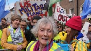 91-year-old woman walks 220km to protest over US military at Co Clare airport