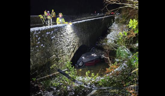 Driver avoids serious injury after car crashes into stream in Leitrim
