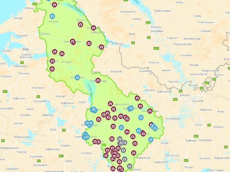 A map showing all of Leitrim's defibrillator locations has been created