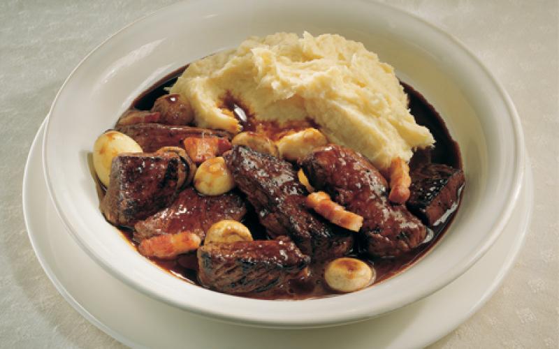 Braised beef in Irish stout with creamy mash
