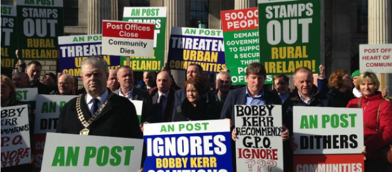 Local postmasters attend protest outside the GPO