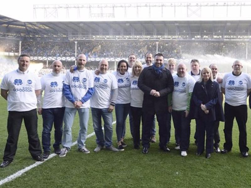 Everton fans cycle to stop off in Leitrim Village on Saturday morning