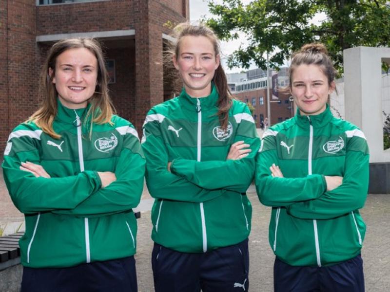 Glenfarne's Ailbhe Clancy (left) is pictured alongside fellow DCU students 