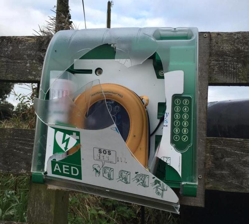 Mindless vandalism of defibrillator in Cloone