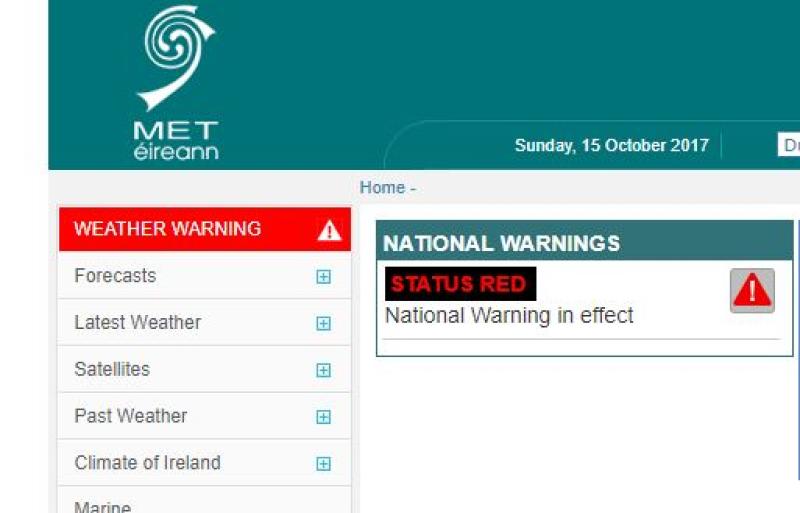 Status Red weather warning for Laois as Hurricane Ophelia approaches