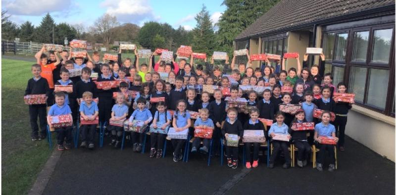 Fenagh school children show real festive spirit by getting behind the Shoebox Christmas Appeal