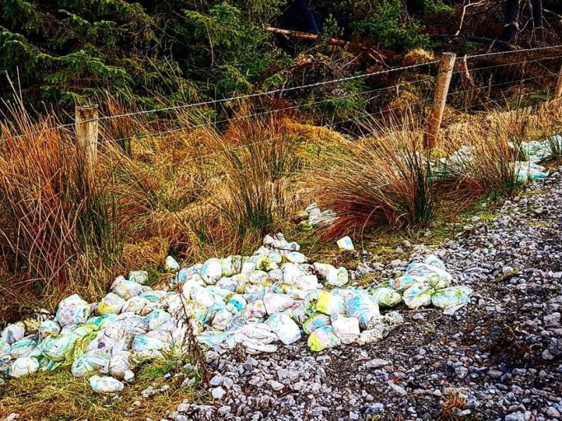 Hundreds of nappies dumped in the Arigna area 