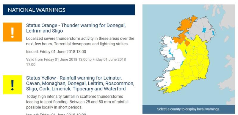 Met Eireann declares STATUS ORANGE for Leitrim