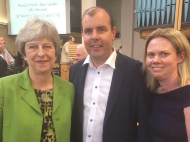British Prime Minister Theresa May admires work of  Dromod business Irish Contract Seating