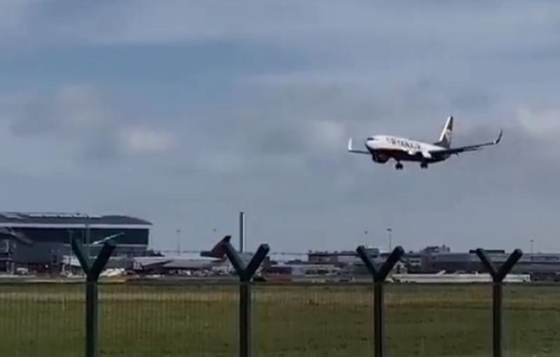 Watch | Ryanair flight tries to land in Dublin Airport during Storm Ali