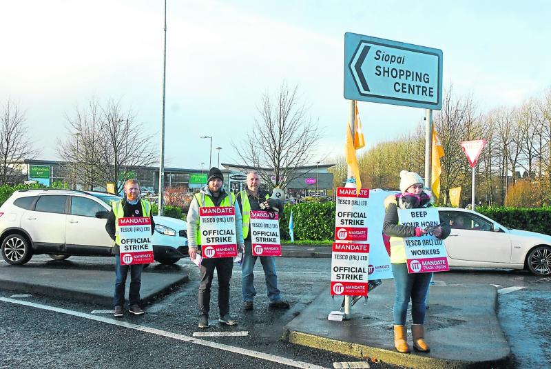 Tesco staff in Carrick-on-Shannon during a previous strike 
