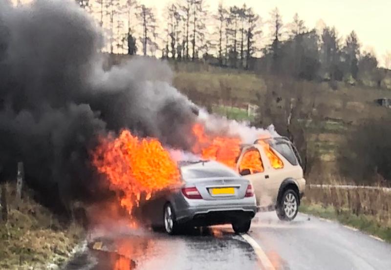 Cars burst into flames on Dowra to Blacklion road