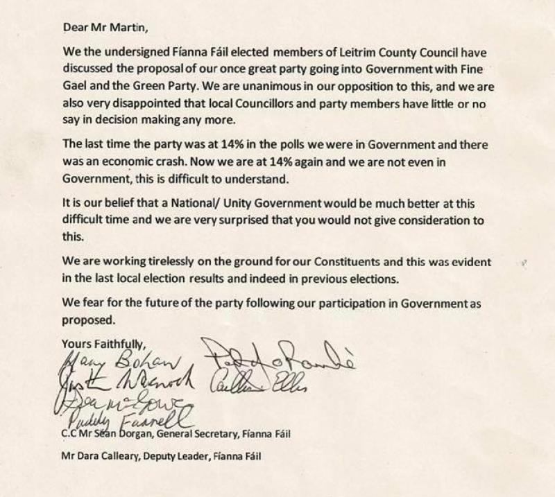 Leitrim’s Fianna Fáil councillors say they remain opposed to proposed new coalition