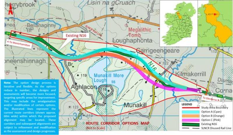Three route options put forward for N16  Realignment 