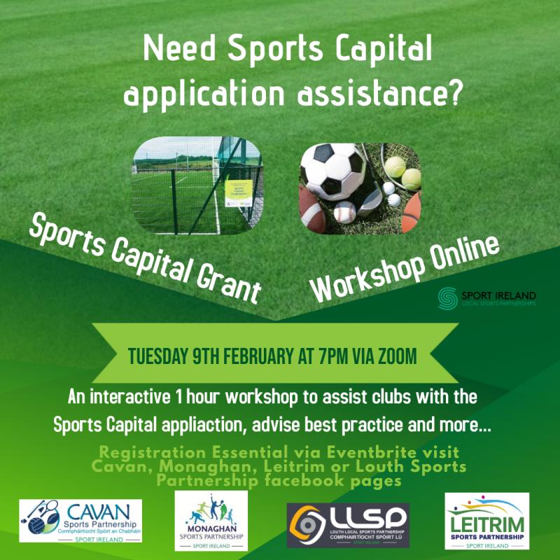Sports Capital Grants Workshop for Leitrim groups - online on February 9