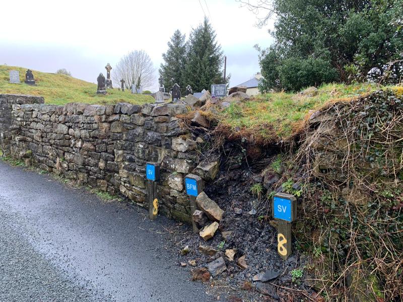 Subsidence at ancient graveyard near Drumkeerin