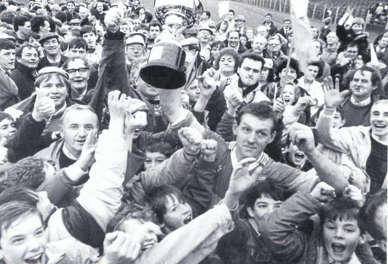 Leitrim Captain Mickey Quinn holds the All Ireland 'B' Cup in 1990