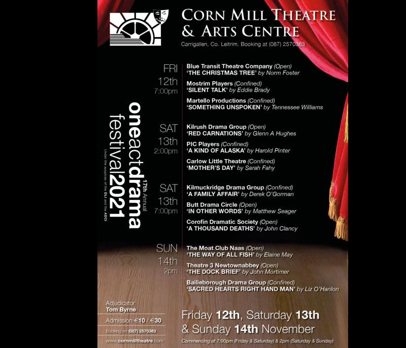 One Act Drama Festival returns to Corn Mill Threate this weekend