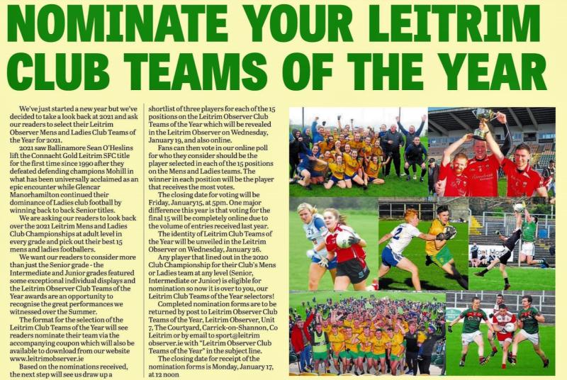 Nominate your Mens and Ladies Club Teams of the Year 2021