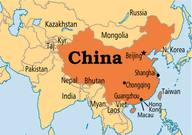 china on map