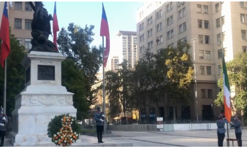 Amhrán na bhFiann plays in Chilean capital to honour Irish roots of founding father