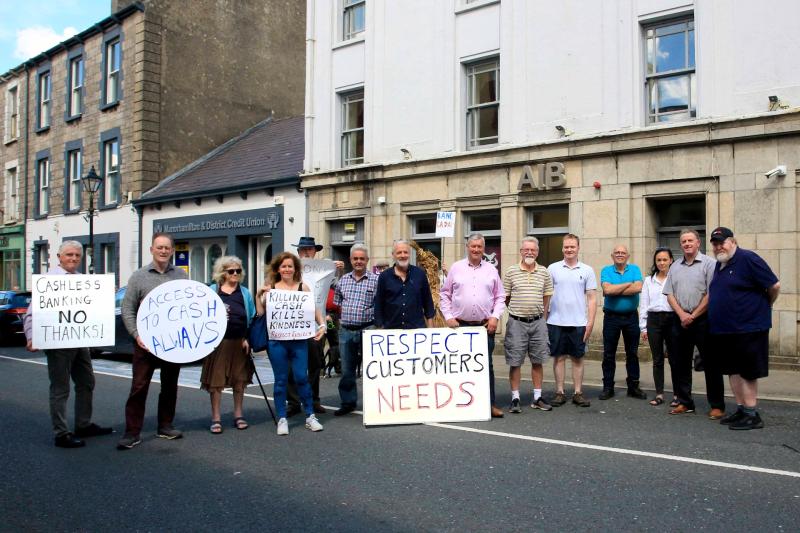 Protestors call for full restoration of services at  Manorhamilton AIB